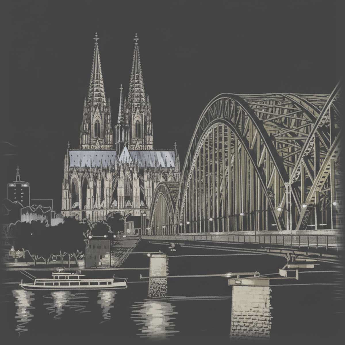 Kölner Dom als Zeichnung