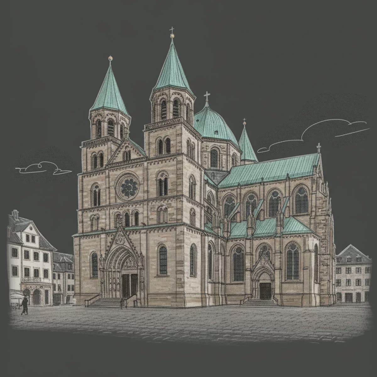 Neusser Münster als Zeichnung
